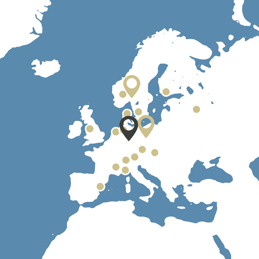Europakarte mit Standorten von Duni